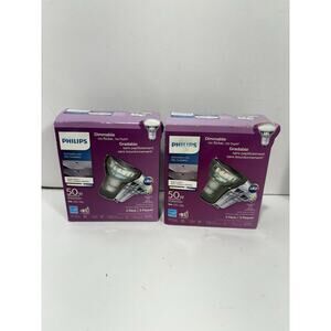 Philips 50W Bright White GU10 Base Dimmable LED Lig Bulbs Lot Of 2 Packs 6 Bulbs